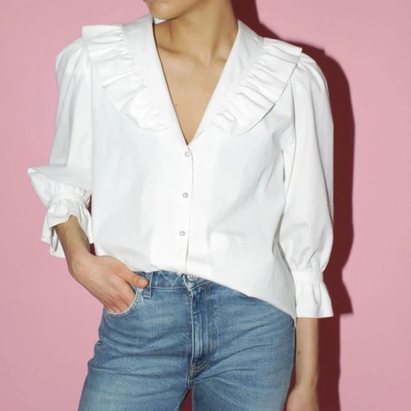 Mr. Larkin Sophie Organic Cotton Striped Blouse (Altered) - Size Large - Picture 1 of 10